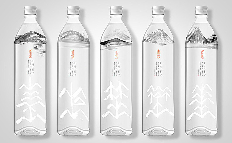 成守乾设计师的矿泉水包装设计 简约与自然的平面美学